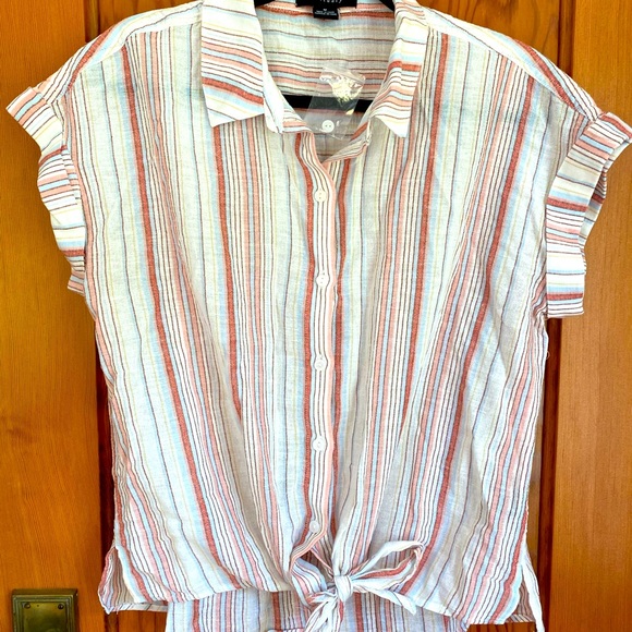 NWT Sanctuary Tie Front striped shirt - Picture 1 of 4